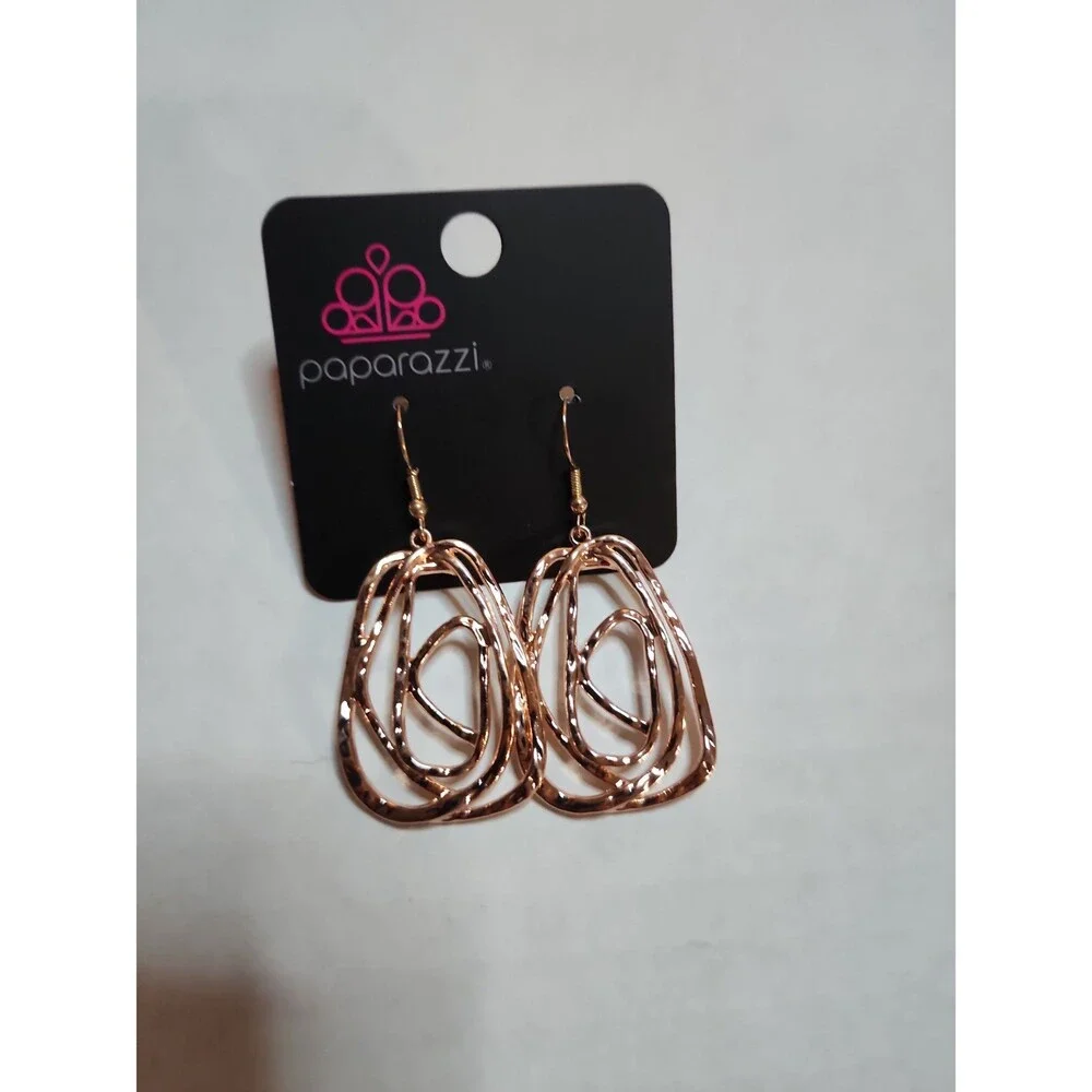 Paparazzi Artisan Relic Rose Gold Hammered Nest Earrings - NWT Artistic Boho